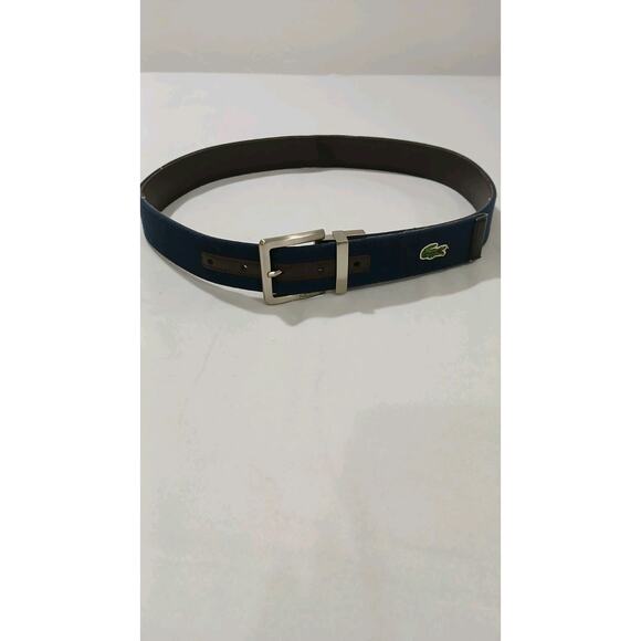 LACOSTE REVERSIBLE BELT SIZE 34 LEATHER & TWILL CROC LOGO BUCKLE Limited 25108 - Picture 10 of 10